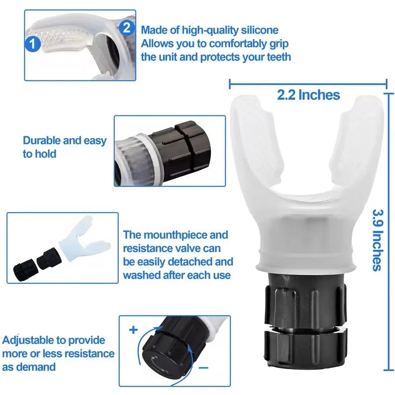 Portable Lung Capacity Abdominal Breathing Trainer with Adjustable Resistance Lmprove Your Lung Capacity and Sleep Quality