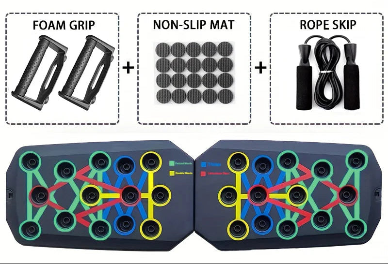 Portable Multifunctional Push-Up Board Set with Handles Foldable Fitness Equipment for Chest Abdomen Arms and Back Training
